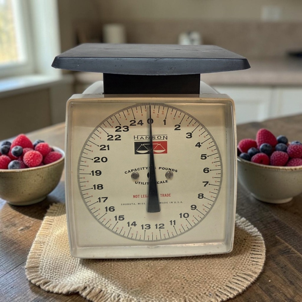 Vintage Hanson Kitchen Utility Scale 25 lb. White Metal